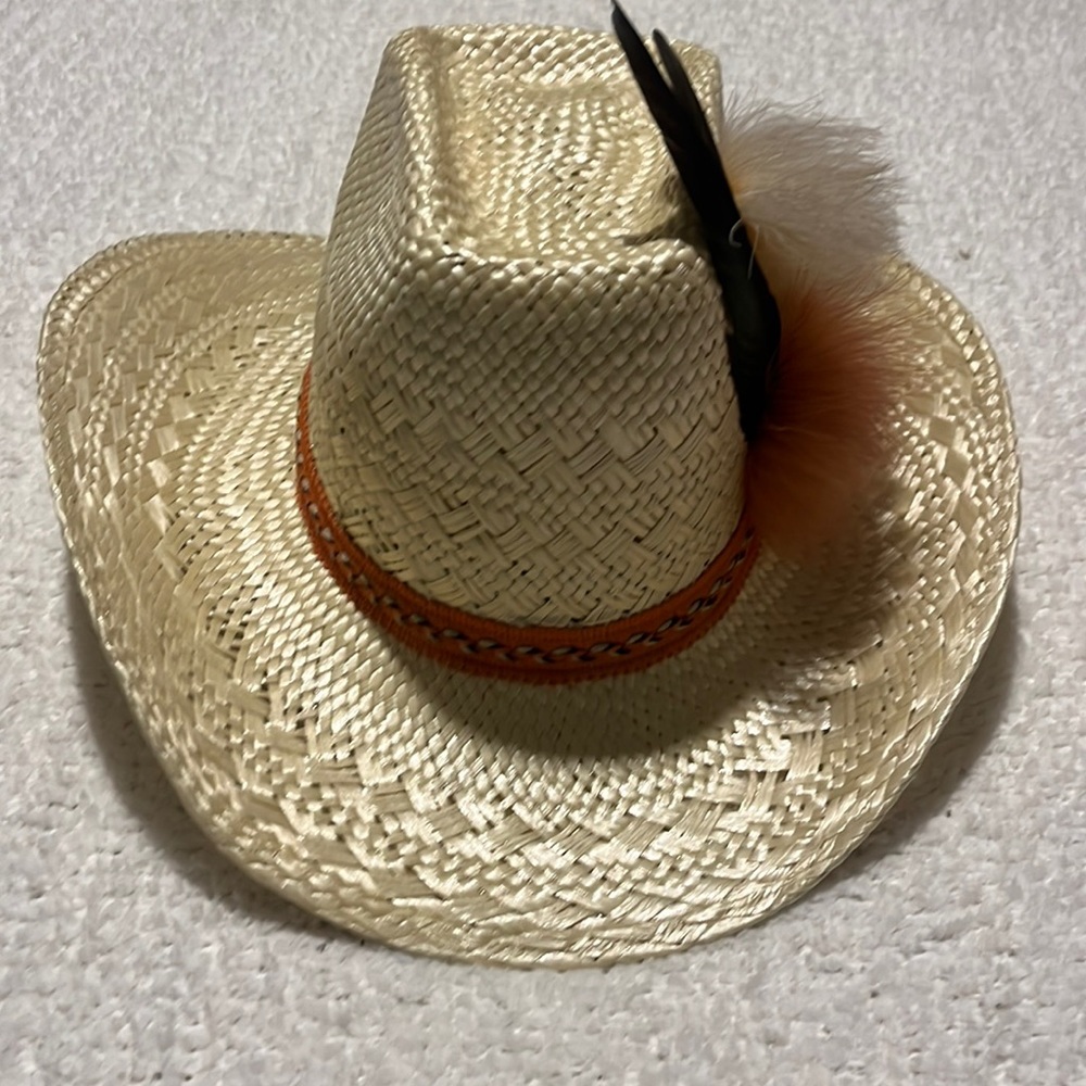 Men’s Stetson Roadrunner Straw Cowboy Hat with Feather Accent